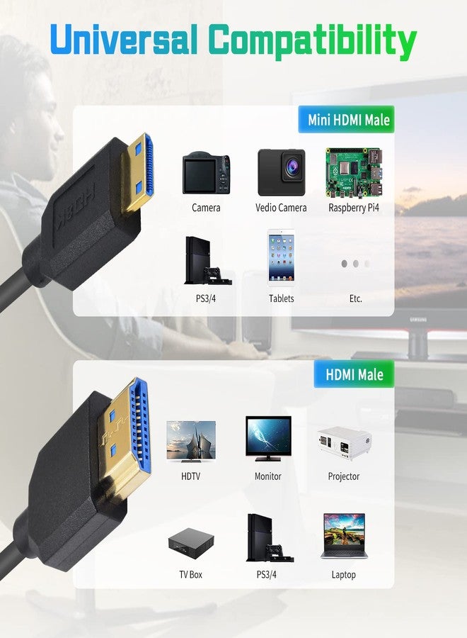 Duttek 48Gbps 8K Colied Mini HDMI to HDMI Cable 1FT- 4FT, Ultra Slim & Flexible Soft [8K@60Hz, 4K@240Hz 144Hz@120Hz] High Speed for Camera, Camcorder, Laptop, Tablet, Monitor, Raspberry Pi Zero - Image 4